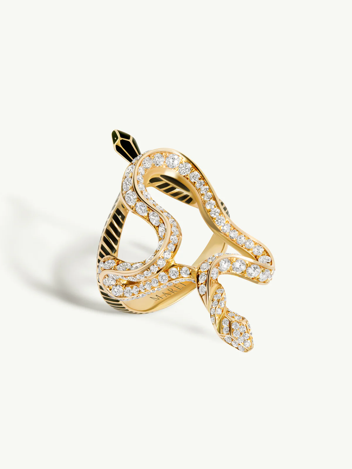Black Opium Hayya Serpentine Ring I. With Pavé White Diamonds and Black Enamel - Image 3