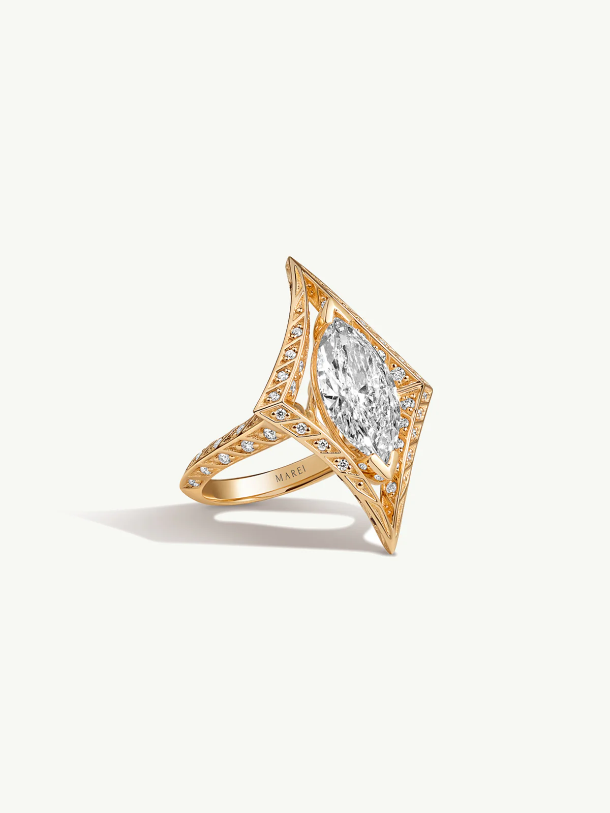 Palmyra Ring With Brilliant Marquise-Cut White Diamond In 18K Yellow Gold - Image 2
