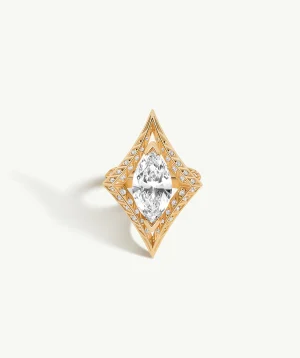 Palmyra Ring With Brilliant Marquise-Cut White Diamond In 18K Yellow Gold