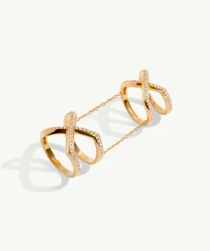 Exquis Gemini Infinity Ring With Pavé-Set Brilliant White Diamonds In 18K Yellow Gold